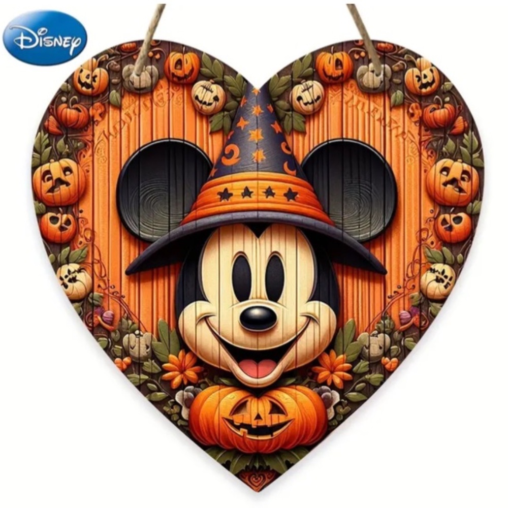 NWT! Halloween Holiday Disney Mickey Mouse Heart Shaped Pumpkin Wall Art…
